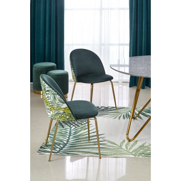 Nocture pyre ruokapyt halkaisija 120 cm - Harmaa marmorifolio/kulta