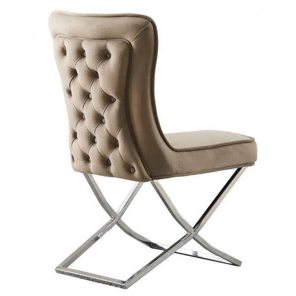 Tuoli kromijaloilla - beige sametti - Luxury