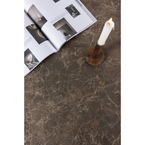 Sohvapöytä Rogaland 100 x 100 cm - Ruskeaa puuta ruskealla marmorijäljitelmällä Sohvapöytä Rogaland 100 x 100 cm - Ruskeaa puuta ruskealla marmorijäljitelmällä