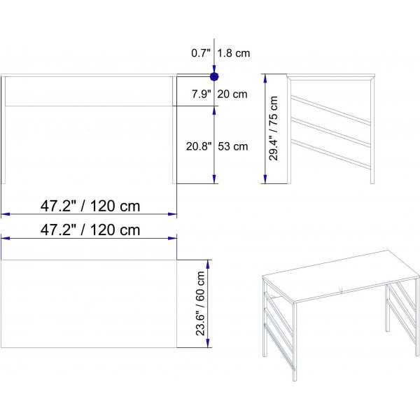Tonnikala kirjoituspyt 120x60 cm - Valkoinen