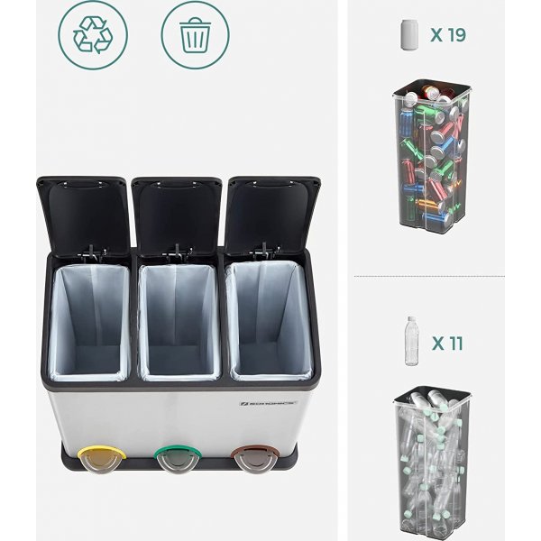 Maiken roskakori 54 l - Hopea/musta