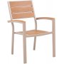 Ulkoruokailuryhm: 6 tuolia ja pyt 205 x 90 cm beige/tammi - Las Vegas