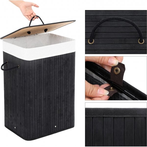 Carolin pyykkikori 72 l - Musta