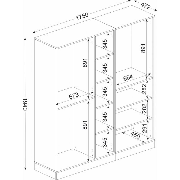 Ravenna 5 vaatekaappi - Valkoinen/kulta