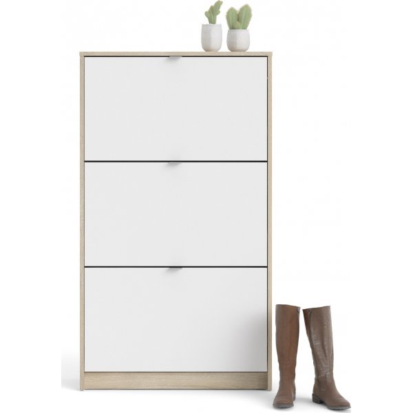 Kengät syvä kenkäkaappi, jossa 3 lokeroa - tammi/valkoinen Kengät syvä kenkäkaappi, jossa 3 lokeroa - tammi/valkoinen