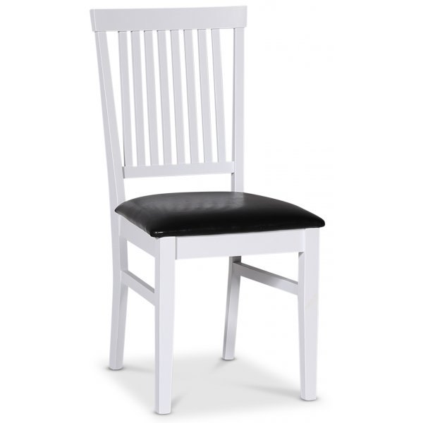 Skagen elintarvikeryhmä; ruokapöytä 160/210x90 cm - Valkoinen/ruskea öljytty tammi ja 4 Fårö-tuolia PU-istuimella Skagen elintarvikeryhmä; ruokapöytä 160/210x90 cm - Valkoinen/ruskea öljytty tammi ja 4 Fårö-tuolia PU-istuimella
