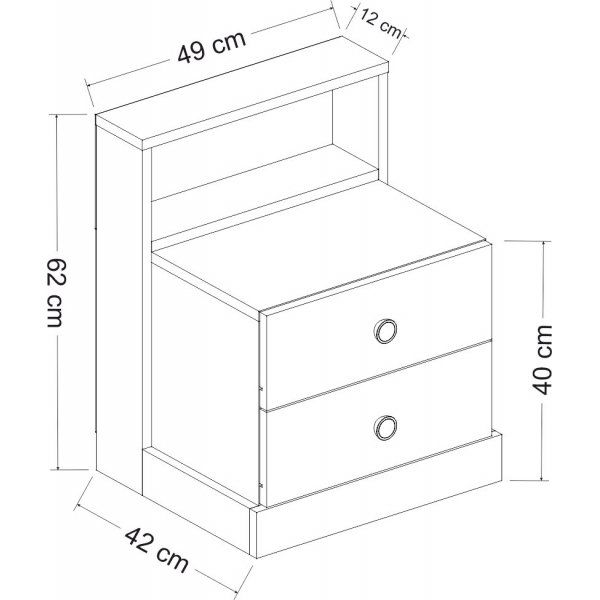 Life-yöpöytä - antrasiitti/valkoinen Life-yöpöytä - antrasiitti/valkoinen