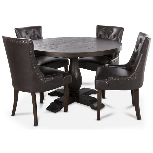 Lamier ruokailuryhm, pyt + 4kpl Tuva-tuolia - Vintage PU
