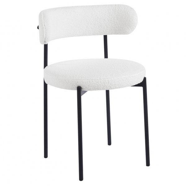 Wilma-tuoli valkoista teddy ja mustia jalkoja