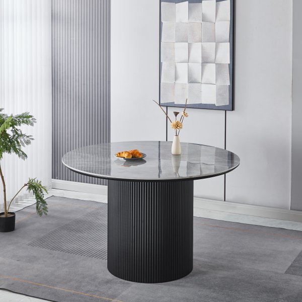 Salvador pyöreä ruokapöytä Ø120 cm harmaalla keraamisella kivellä Salvador pyöreä ruokapöytä Ø120 cm harmaalla keraamisella kivellä