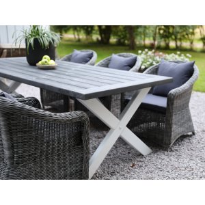 Oxford-ruokapöytä 220 cm - Valkoinen/harmaa + Huonekalujen tahranpoistoaine Oxford-ruokapöytä 220 cm - Valkoinen/harmaa + Huonekalujen tahranpoistoaine