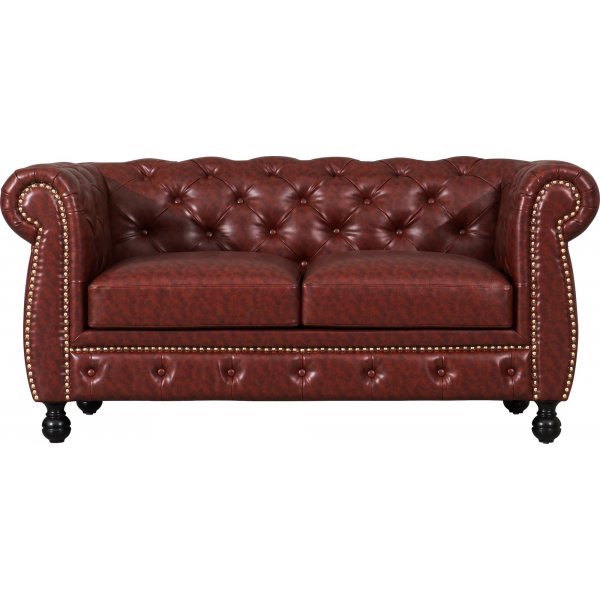 Chesterfield 2-istuttava sohva ruskeaa PU:ta