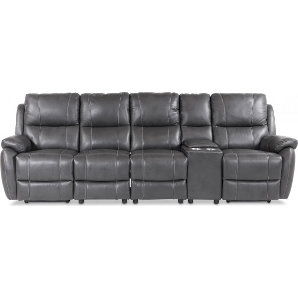 Recliner-sohva Enjoy Hollywood - Neljn istuttava (shkinen) harmaata keinonahkaa (Malli V)