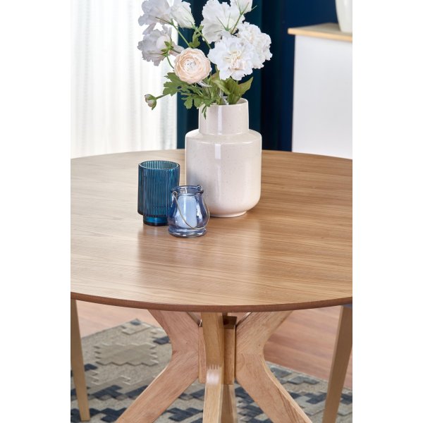 Pyöreä ruokapöytä, 120 cm, tammiviilu + Huonekalujen tahranpoistoaine Pyöreä ruokapöytä, 120 cm, tammiviilu + Huonekalujen tahranpoistoaine