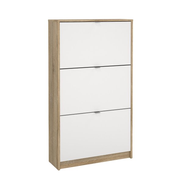 Lisa kenk�kaappi, jossa 3 ovea - Valkoinen / puu