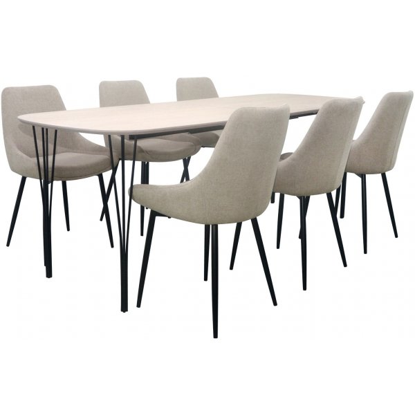 Purkkiruokapöytä 140 cm - Valkoinen pigmentoitu tammiviilu Purkkiruokapöytä 140 cm - Valkoinen pigmentoitu tammiviilu