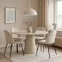 Ruokailuryhm Lanzo 120 cm, 4 Astrid-tuolia beigell samettilla