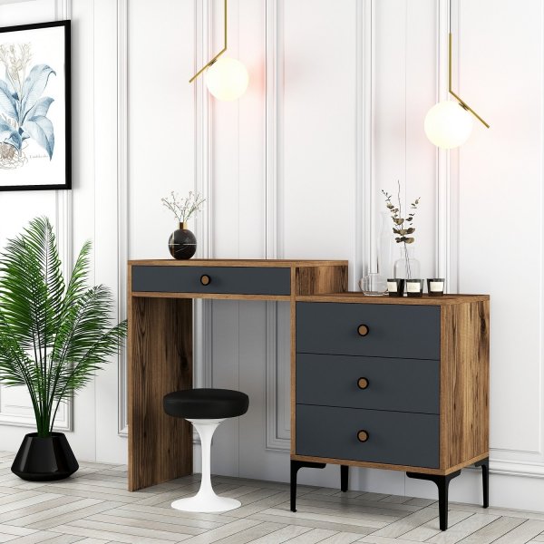 Lisbon peilipöytä 124 x 40 cm - Pähkinä/antrasiitti Lisbon peilipöytä 124 x 40 cm - Pähkinä/antrasiitti