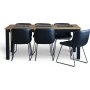 Graniitti ruokailuryhm; Pyt 180x90 cm tammi/musta 6 kpl Texas ruokapydn tuolia Musta PU
