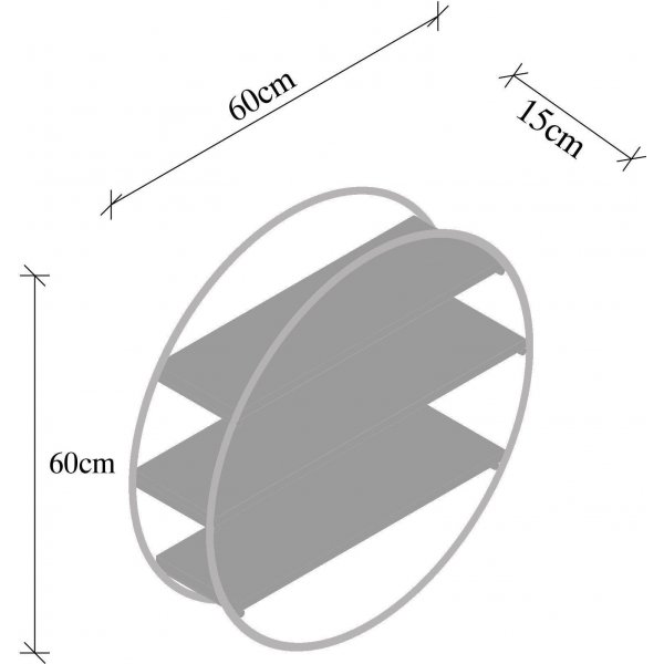 Seinähylly pyöreä musta Ø60 cm Seinähylly pyöreä musta Ø60 cm