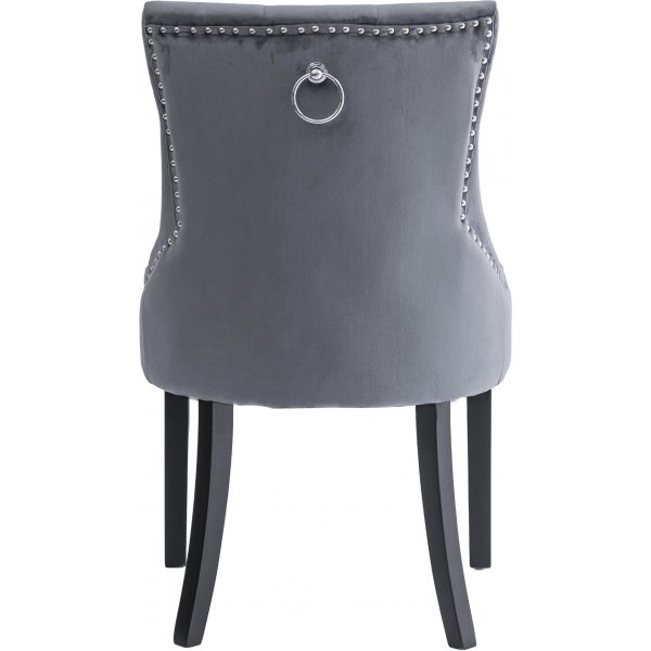 Tuva-tuoli Cleopatra (Selkäkahva) - Harmaa Sametti | Mustat jalat Tuva-tuoli Cleopatra (Selkäkahva) - Harmaa Sametti | Mustat jalat