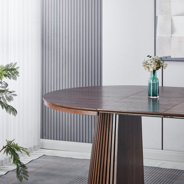 Crossby pyöreä ruokapöytä jatkettava Ø120-200 cm - Pähkinä Crossby pyöreä ruokapöytä jatkettava Ø120-200 cm - Pähkinä