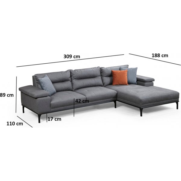 Hollywood divaani sohva - harmaa