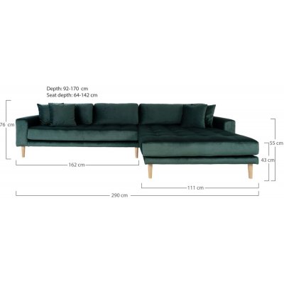 Lido divaani sohva oikea - Tummanvihre