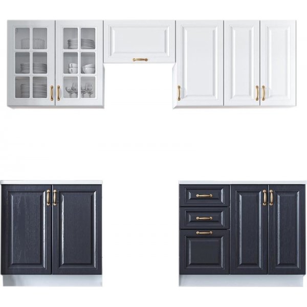 Viktoria t�ydellinen keitti� 240 cm - Valkoinen/tummansininen