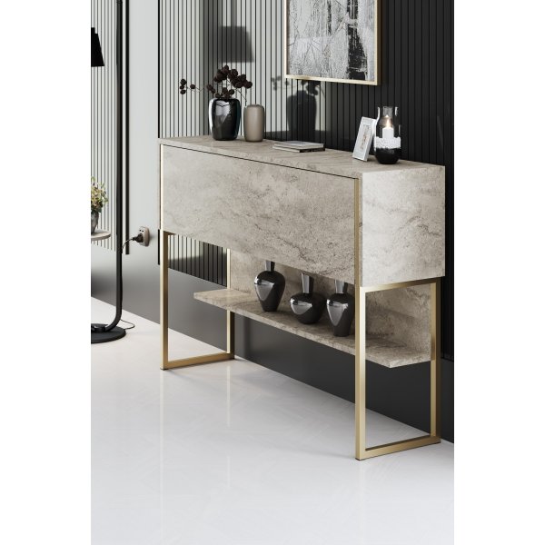 Lux-kohopöytä 120 x 30 cm - Travertiini/kulta Lux-kohopöytä 120 x 30 cm - Travertiini/kulta