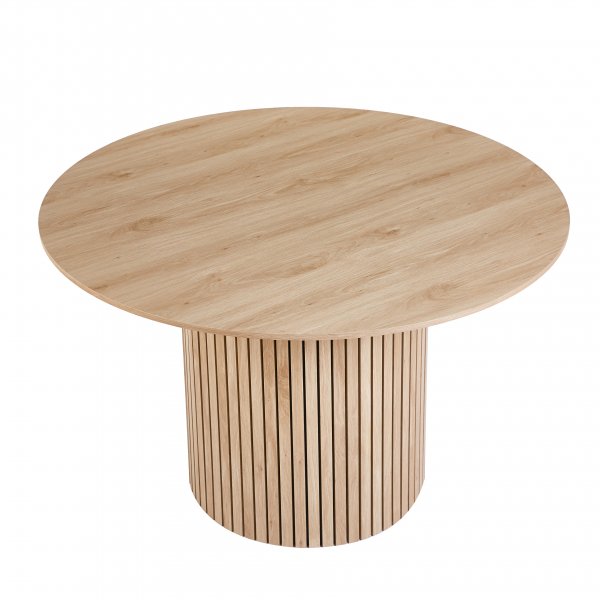 Ludvig-ruokapöytä Ø120 cm tammi, 4 Brandon-nojatuolia mustana köysiistuimella Ludvig-ruokapöytä Ø120 cm tammi, 4 Brandon-nojatuolia mustana köysiistuimella