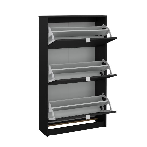 Kenk�kaappi, jossa 3 kallistuvaa ovea - mattamusta