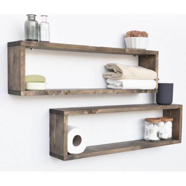 Abstrakti seinähylly 7 - pähkinä Abstrakti seinähylly 7 - pähkinä