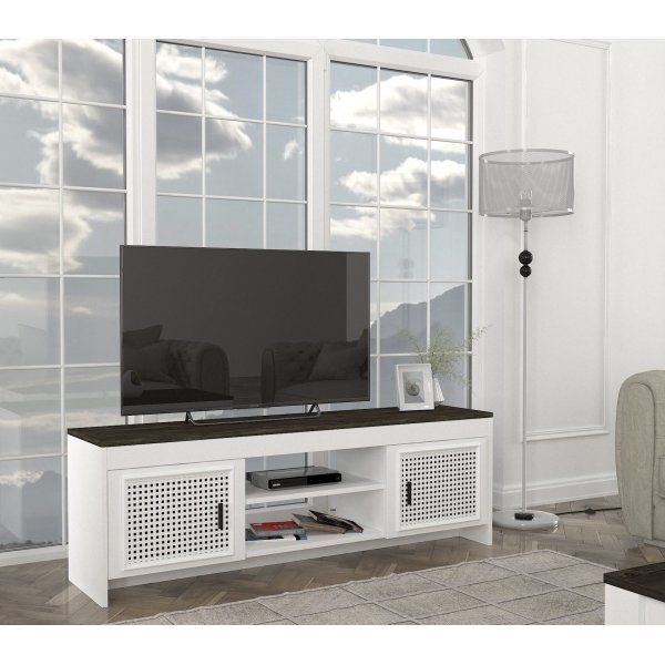 Valmis mediapenkki - Valkoinen/tummanruskea Valmis mediapenkki - Valkoinen/tummanruskea