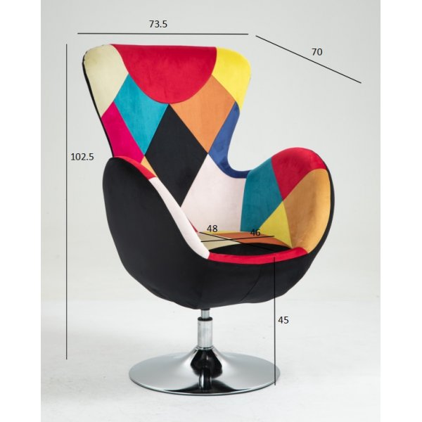 Lucille nojatuoli - Multi / kromi + Huonekalujen tekstiilien puhdistus