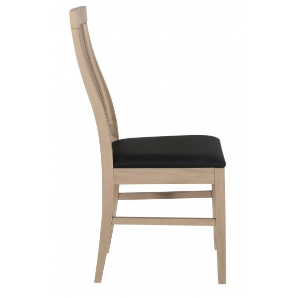 Kalkittu graniittinen ruokatuoli mustalla PU-istuimella Kalkittu graniittinen ruokatuoli mustalla PU-istuimella