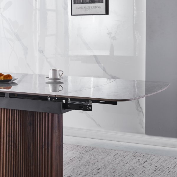 Salvador ruokapöytä 160-240 cm harmaalla keraamisella kivellä / Pähkinäpuu Salvador ruokapöytä 160-240 cm harmaalla keraamisella kivellä / Pähkinäpuu