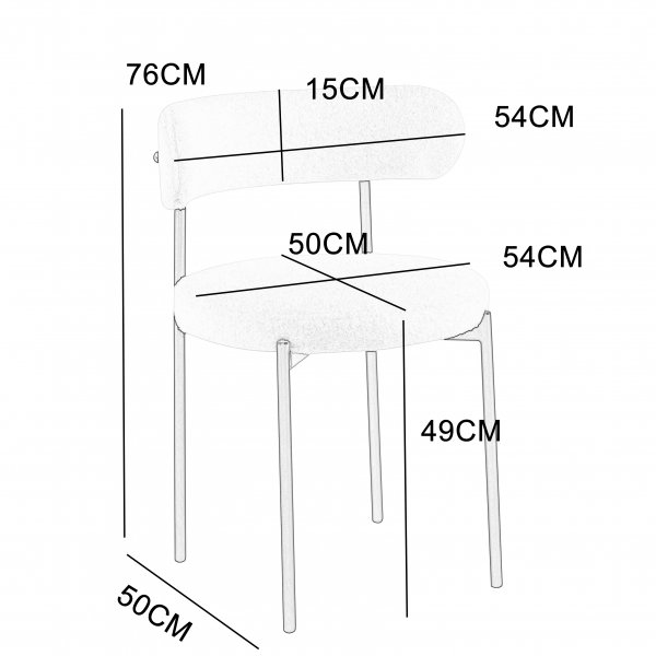 Wilma-tuoli valkoista teddy ja mustia jalkoja