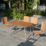 Mllan-ulkoryhm tiikki: 4 tuolia ja ruokapyt 120x80 cm