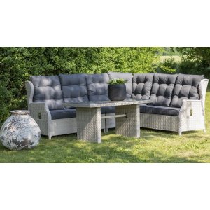 Wembley-kulmasohva pöydällä (Recliner) - Vaalea keinorottinki Wembley-kulmasohva pöydällä (Recliner) - Vaalea keinorottinki