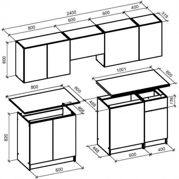 Ksenia tydellinen keitti 240 cm - Vaalea phkin/pistaasi/antrasiitti/harmaa