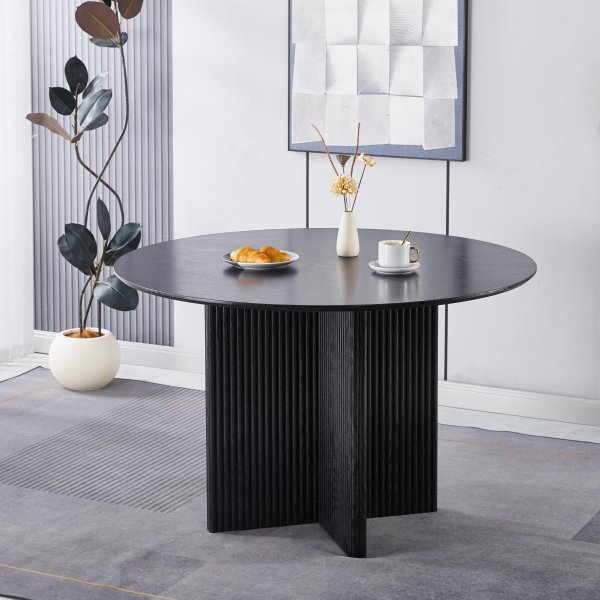 Crossby pyöreä ruokapöytä Ø120 cm - Mustaksi petsattu tammi Crossby pyöreä ruokapöytä Ø120 cm - Mustaksi petsattu tammi