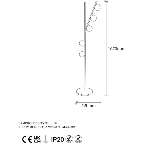 Domino-lattiavalaisin 11041 - Musta/valkoinen Domino-lattiavalaisin 11041 - Musta/valkoinen