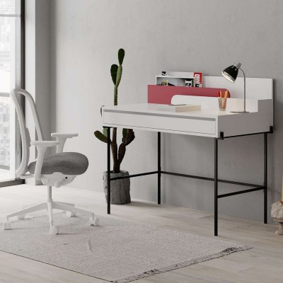 Leila kirjoituspöytä 108x60 cm - Valkoinen/burgundi