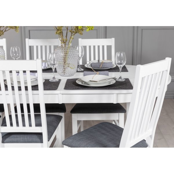 Gåsö ruokailuryhmä soikea jatkettava sisältää 6 Gåsö tuolia - Valkoinen + 6.00 x Tuolin tyyny Gåsö ruokailuryhmä soikea jatkettava sisältää 6 Gåsö tuolia - Valkoinen + 6.00 x Tuolin tyyny