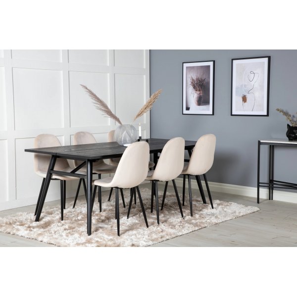 Tyylikäs ruokapöytä 195 cm - Musta Tyylikäs ruokapöytä 195 cm - Musta