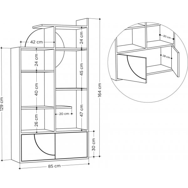 Puolikas kirjahylly - antrasiitti/tammi