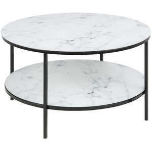 Alisma sohvapyt jaloilla 80 cm - Valkoinen marmori/musta