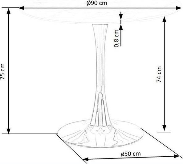Ruokapyt, halkaisija 90 cm, marmoroitu lasi/kulta + Huonekalujen jalat
