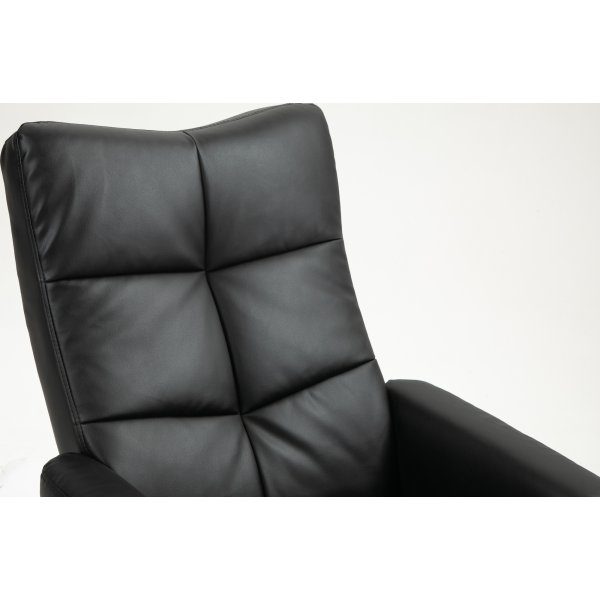 Duva lepotuoli rahiolla mustaa PU:ta ja ruskeat jalat Duva lepotuoli rahiolla mustaa PU:ta ja ruskeat jalat